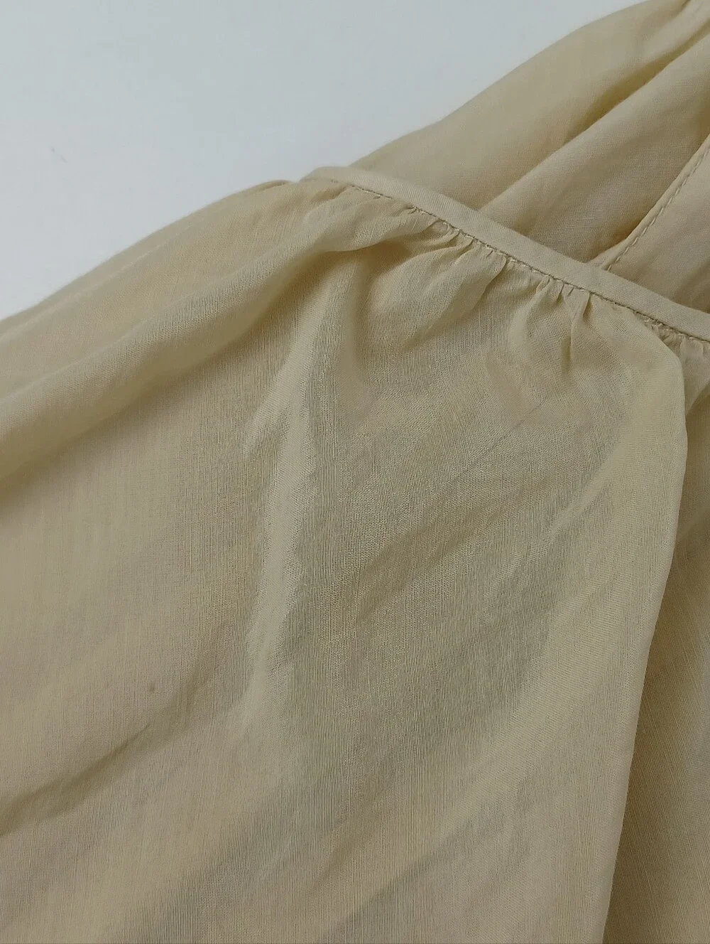 Tory Burch Shoulder Tie Bubble Hem Tank Top Size 4 Semi Sheer Cotton Silk Neutra